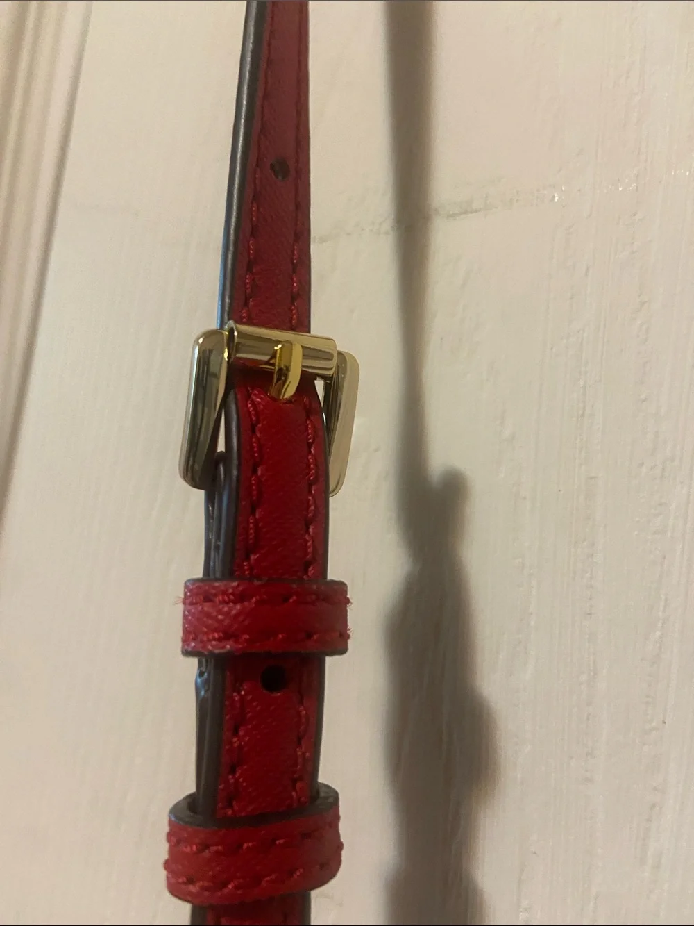 Michael Kors Red Perforated Crossbody with Gold Chain